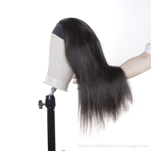 Huashuo Full Machine Made Headband Wigs For Women Brazilian Straight Hair Natural Black Human hair Wig